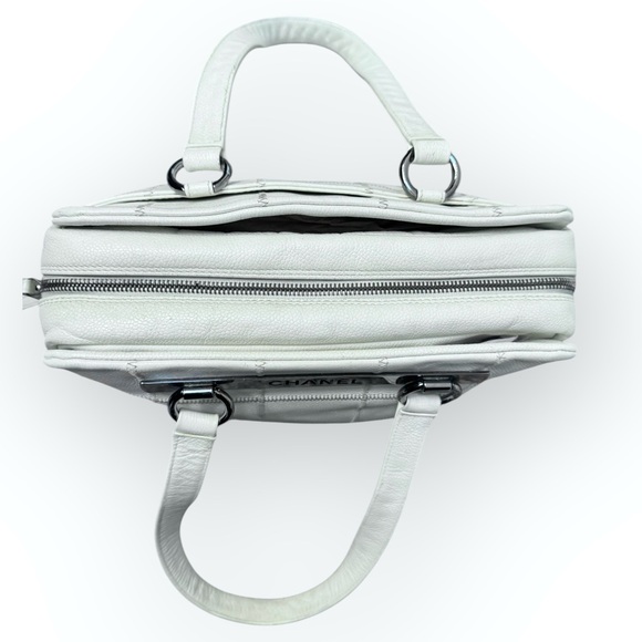 CHANEL 2003/04 Coco Bar Caviar Quilted Leather LAX Bowler/Shoulder Bag, Ivory - Picture 12 of 16